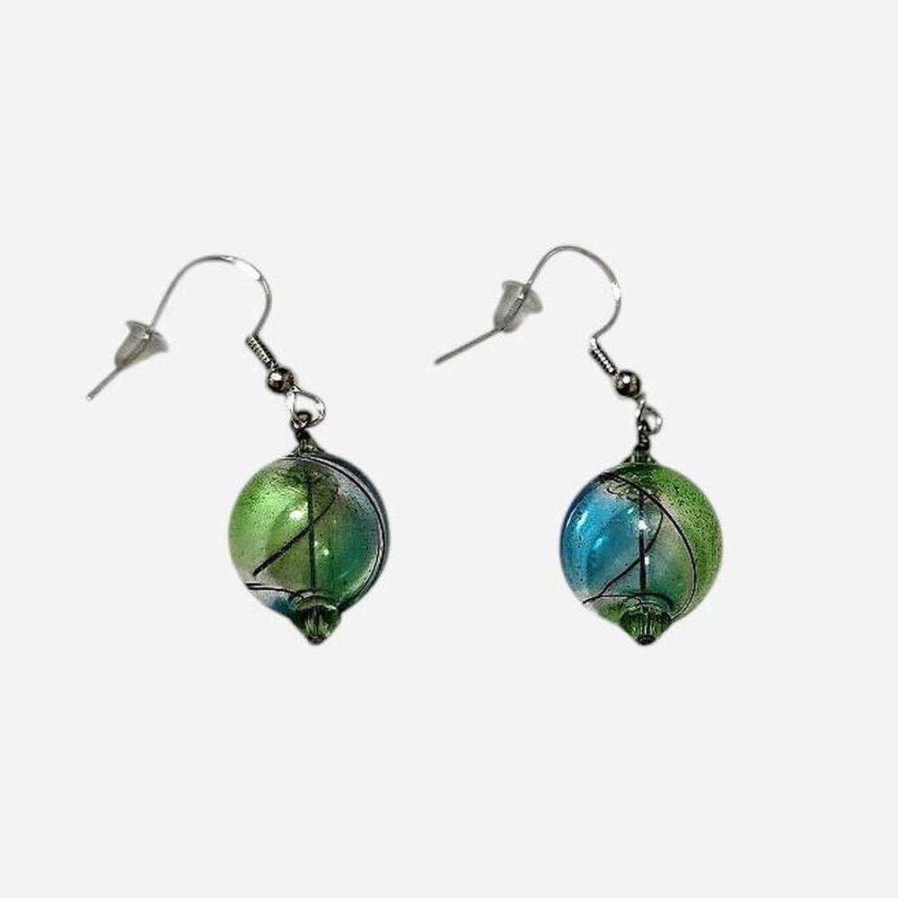 Artisan glass blown earrings with sterling fish hook